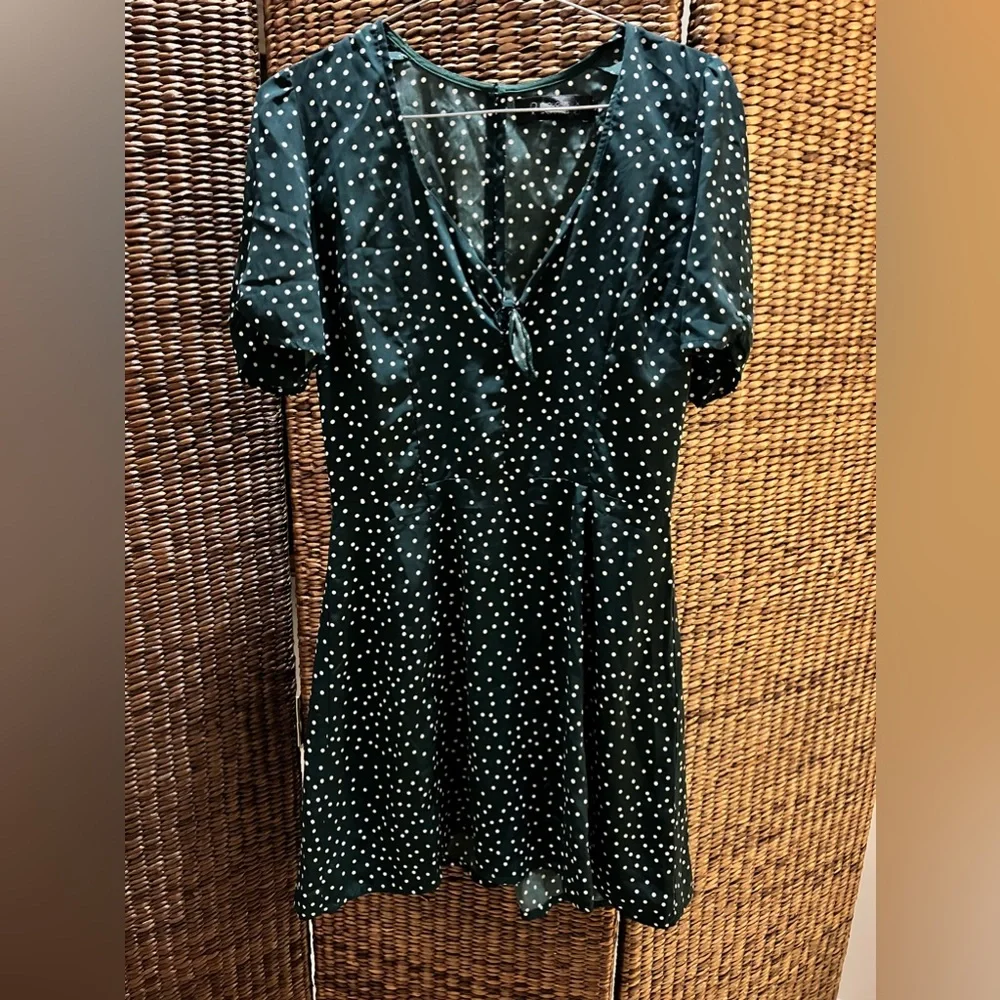 🌲🚉 Dissh Dark Green Polka Dot Tie Dress 🚉🌲 Size 12 - Picture 10 of 10